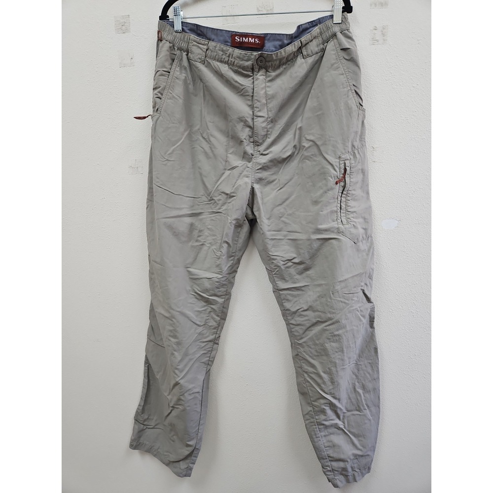 Simms Cor3 Fishing Cargo Pants  Lightweight  XL Stretch Waist Nylon Landscape